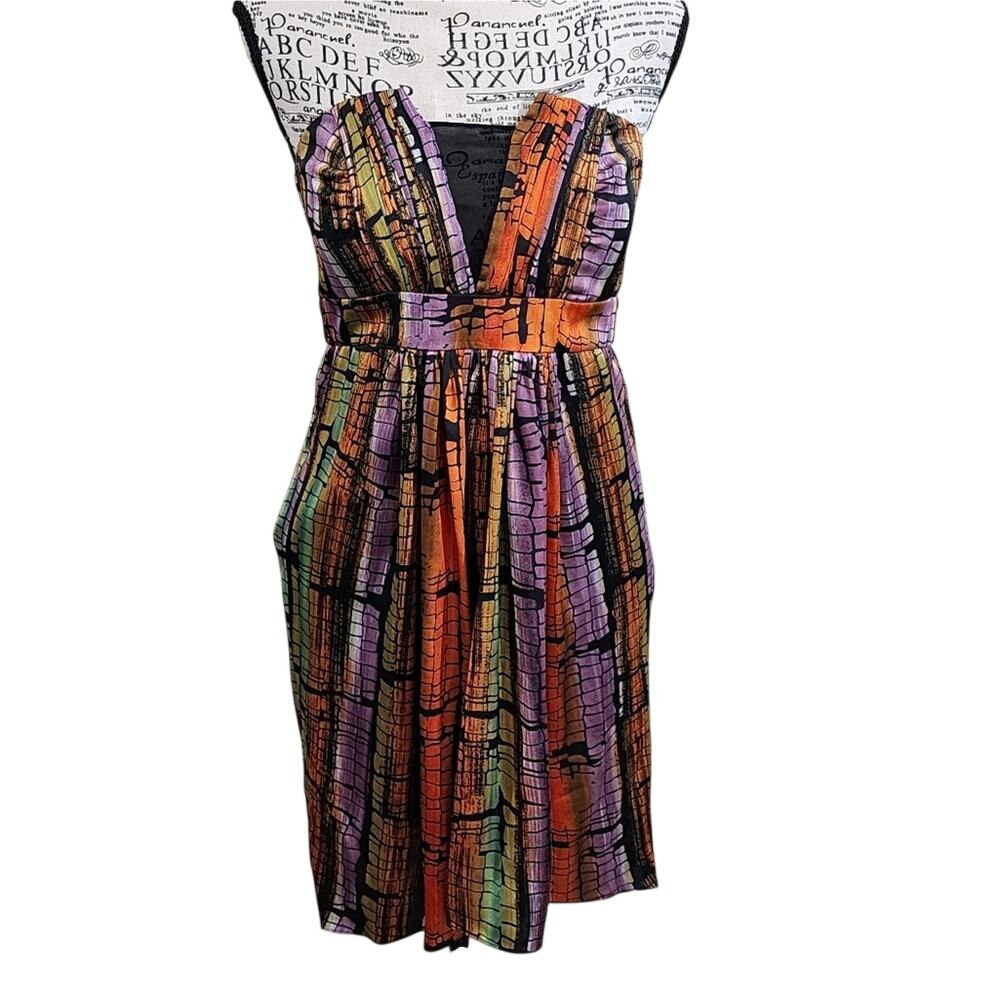 BCBGeneration purple and gold strapless mini dress‎ size 4